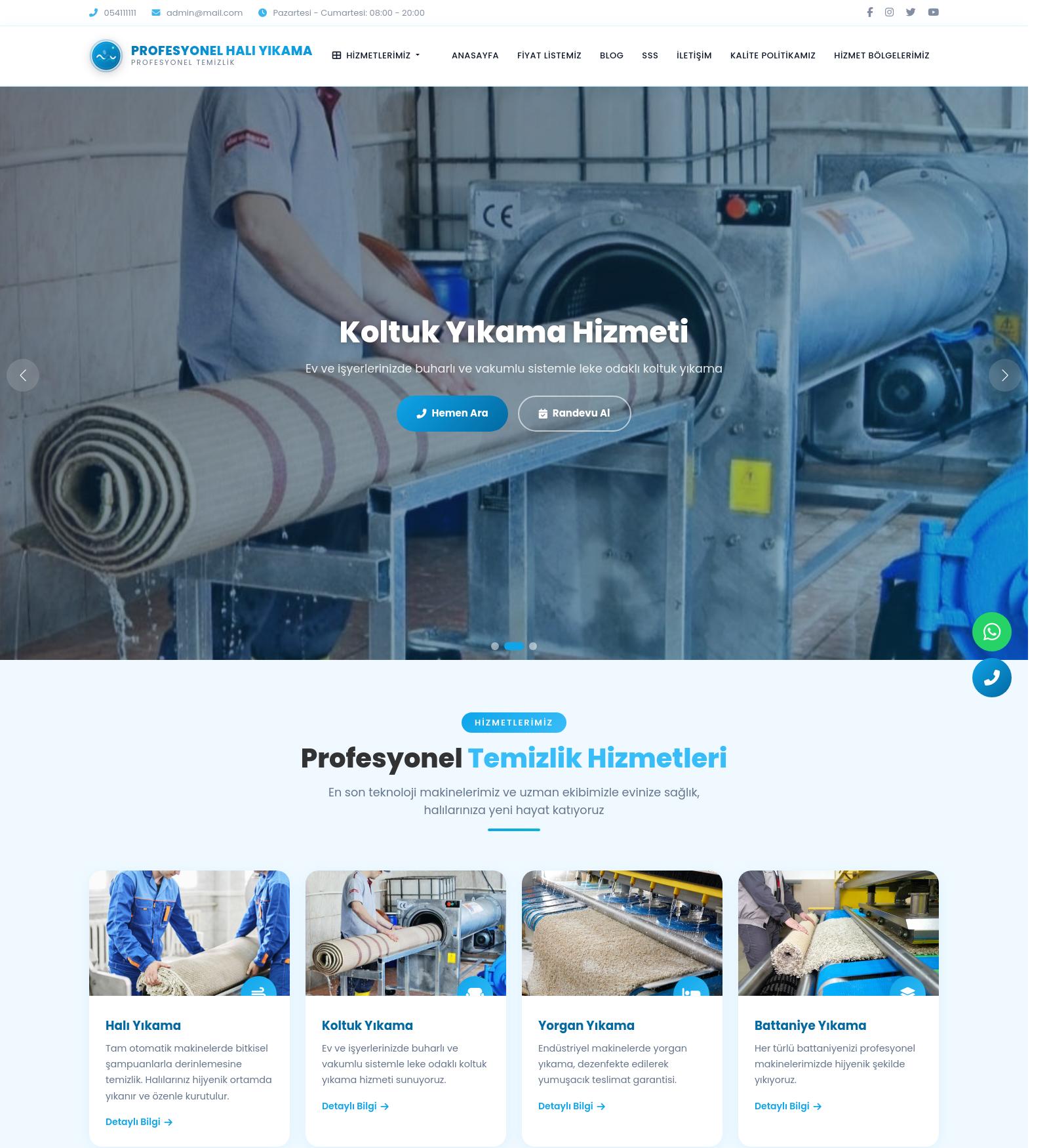 Profesyonel Halı Yıkama Scripti - Hazır Web Sitesi