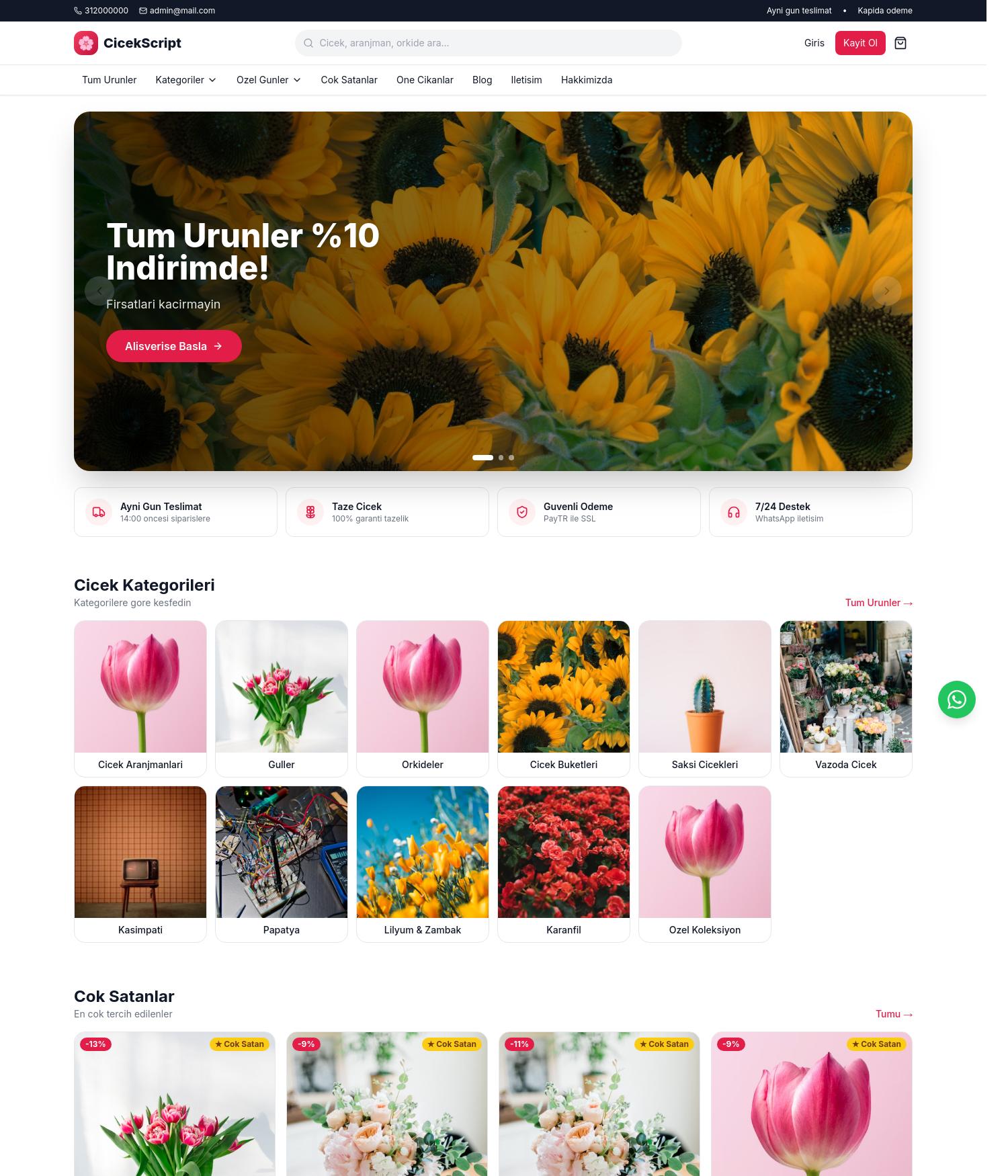 Çiçekci Sitesi Çiçek Yazilimi