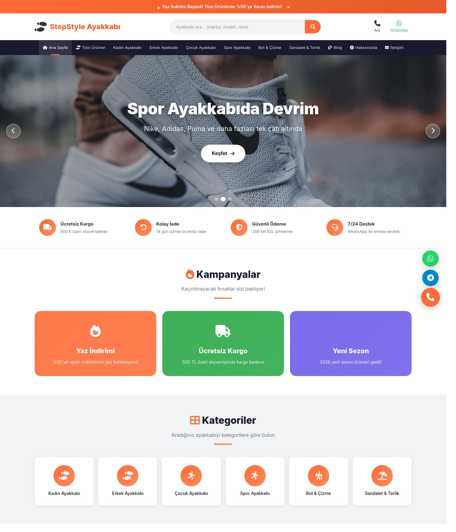 Hazır E-Ticaret Sitesi — Ayakkabı Satışı Yapanlara Özel